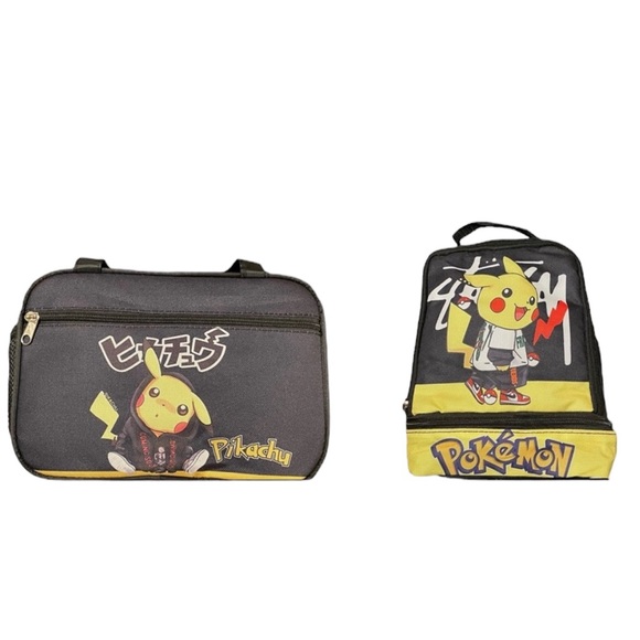 🆕 Pokémon Pikachu Insulated Lunch Bag & Snack Pack Bundle - Black - Picture 11 of 12